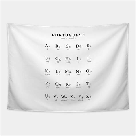 Portuguese Alphabet Chart, Portugal Language Chart, White - Portuguese - Tapestry | TeePublic