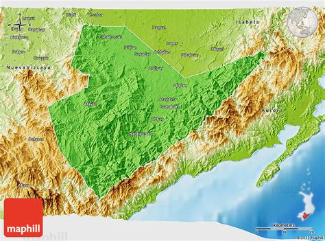 Political 3D Map of Quirino, physical outside