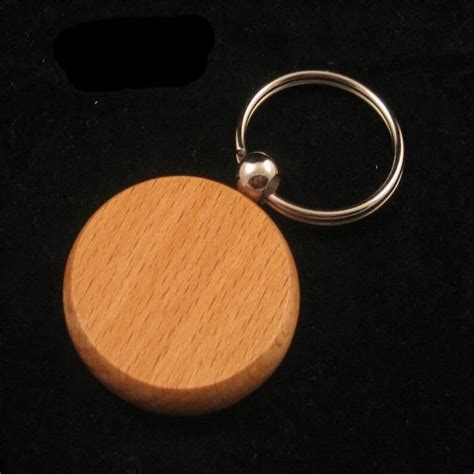 100pcs DIY Blank Wooden Key Chain Personalized Round Wood Keychains ...