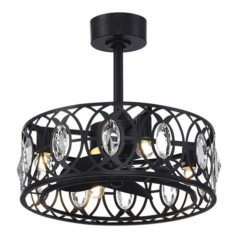 Breezary Sheyla 20 in. Indoor Black Crystal Chandelier Ceiling Fan with ...