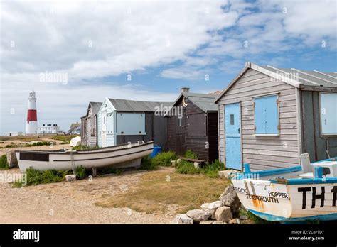 Beach huts at Portland Bill in Dorset Stock Photo - Alamy