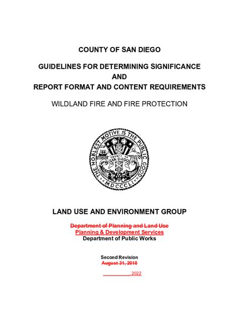 Fillable Online COUNTY OF SAN DIEGO GUIDELINES FOR DETERMINING SIGNIFICANCE AND REPORT ... Fax ...