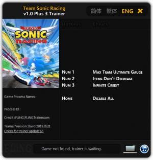 Team Sonic Racing Trainer +3 v1.0 FLiNG GAME TRAINER download pc cheat codes