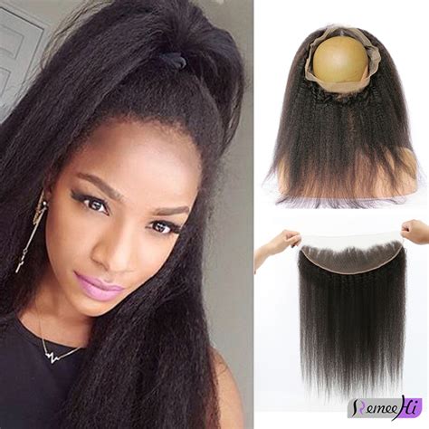 Remeehi kinky straight 360 Degree Lace Frontal Closure with 13x4 Inch ...