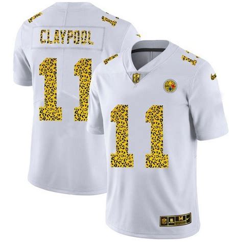 Steelers Chase Claypool Flock Leopard Print Vapor Limited White Jersey ...