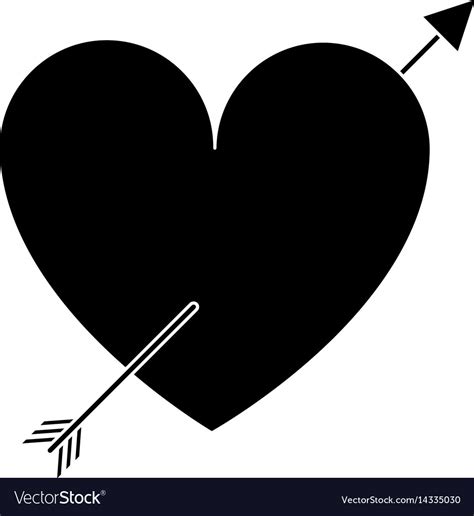 Silhouette heart with arrow love valentine Vector Image