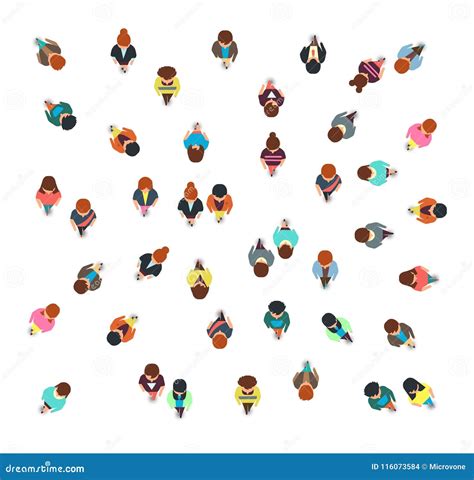 Gathering People Group Top View, Walking Men and Women, Social Crowd Vector Illustration ...