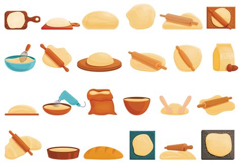 Dough icons set, cartoon style 8967190 Vector Art at Vecteezy