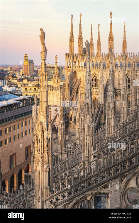 Milan cathedral roof hi-res stock photography and images - Alamy