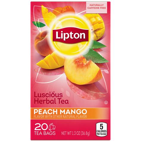 Lipton Peach Mango Herbal Tea, Tea Bags, 20 Ct - Walmart.com