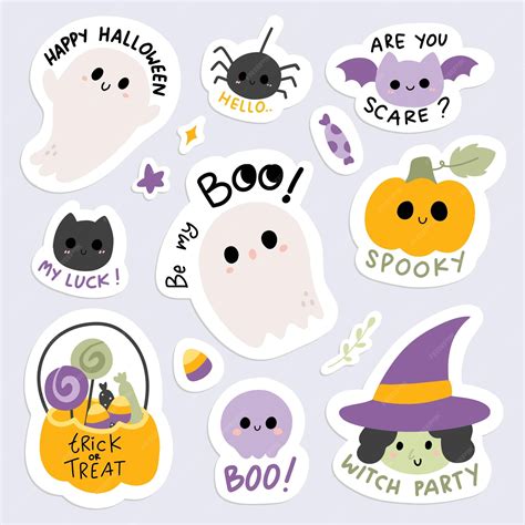 Premium Vector | Set of cartoon halloween stickers