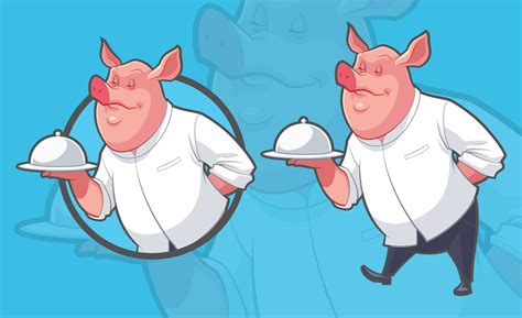 Pig Chef Serving Food 19549796 Vector Art at Vecteezy