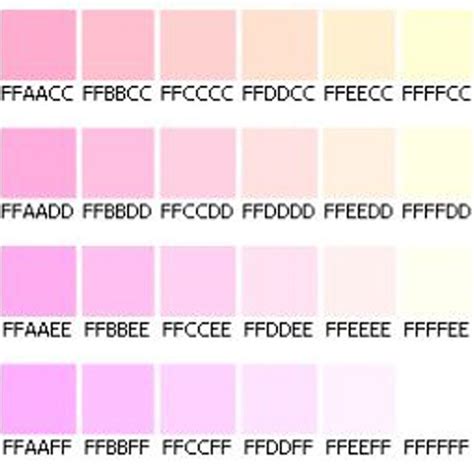 the different shades of pink and yellow are shown in this color chart, with each one being