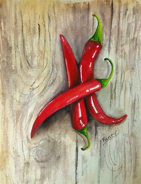 Chilli Painting With Watercolor | Red chili painting | Realistic ...