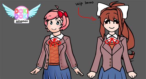 Sayori sprite for a DDLC mod i'm working on (and also wip Monika for ...