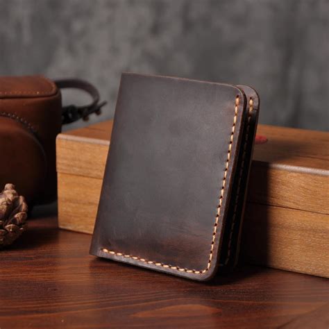 Handmade Leather Mens Cool Slim Leather Wallet Men Small Wallets Bifol ...