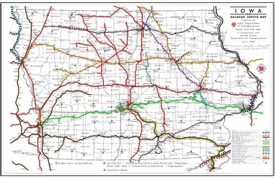 Iowa Railroad Service Map, July 1, 2009 - Iowa Publications Online