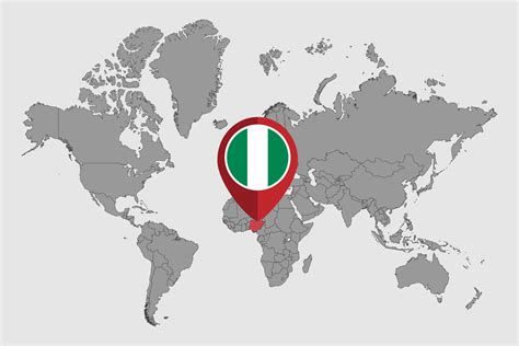 Pin map with Nigeria flag on world map. Vector illustration. 11223359 ...