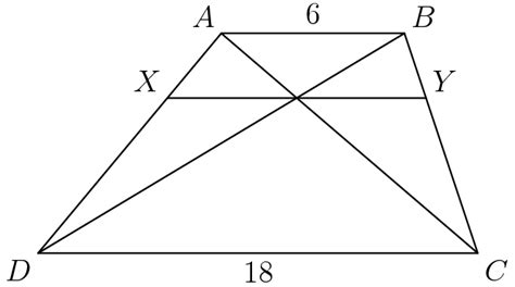 geometry - Finding length of line that intersects trapezoid diagonals. - Mathematics Stack Exchange