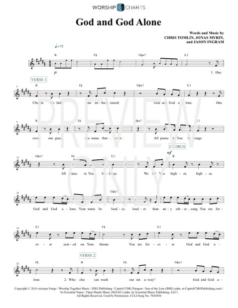 God And God Alone Lead Sheet, Lyrics, & Chords | Chris Tomlin | WorshipHouse Media