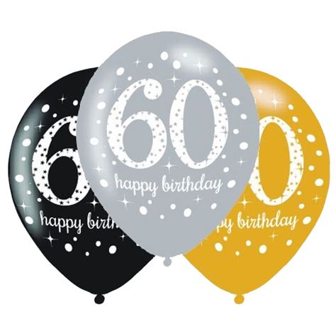 60th Birthday Sparkling Celebration Balloons 6 Pack | BIG W