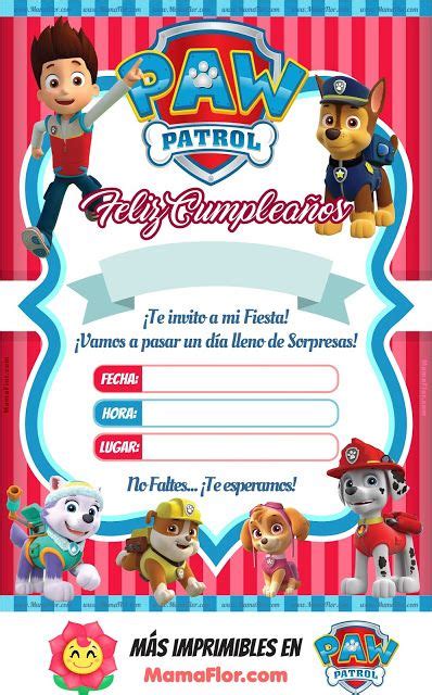 Invitaciones de la Patrulla Canina para Editar GRATIS - Ma… | Decoração ...