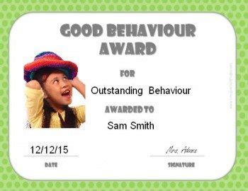 Good Behaviour Certificates with Photo | Customize Online