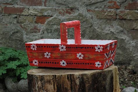 Amazon.com: Hand Painted Red Wood Planter Box, Kitchen Planter Box with Flowers, Flower ...