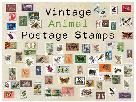 Digital Postage Stamps Vintage Animals | Etsy