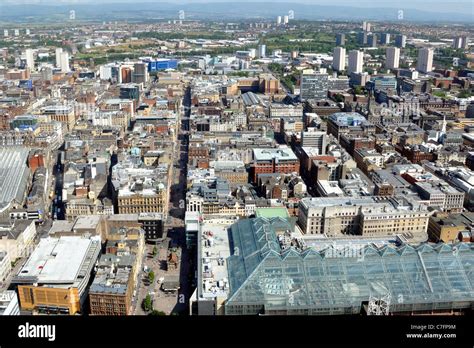 View of Glasgow city centre Scotland, UK, Europe, from the air with the ...