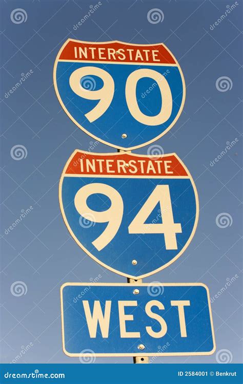 Sign Of Interstate 90 And 94 Stock Image - Image of skyscraper, next ...