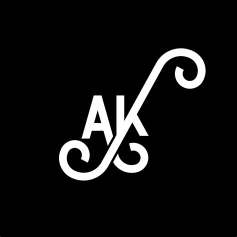 AK letter logo design on black background. AK creative initials letter ...