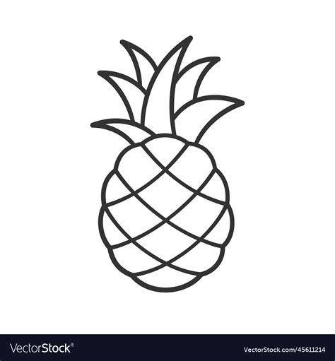 Pineapple cartoon outline clip art simple flat Vector Image