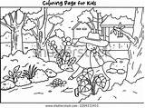 Landscape View Coloring Page Vector Stock Royalty Free  sketch template