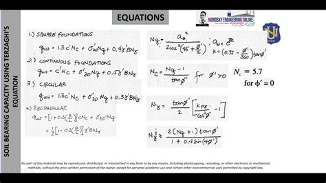 SOIL BEARING CAPACITY USING TERZAGHI'S EQUATION - YouTube