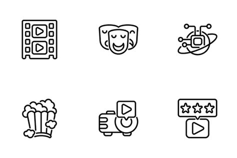 Sci-fi Movies Icon Pack - 25 Line Entertainment Icons | SVG, PNG, ICO Available