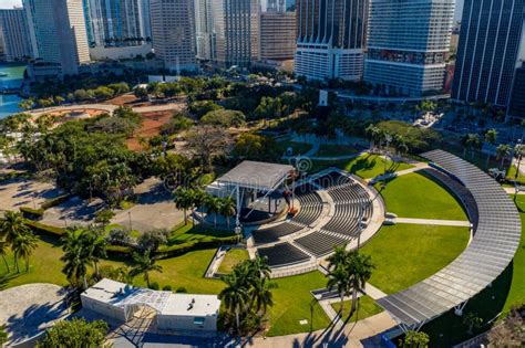 Aerial Photo Bayfront Park Amphitheater Miami FL Editorial Image - Image of bayfront, park ...