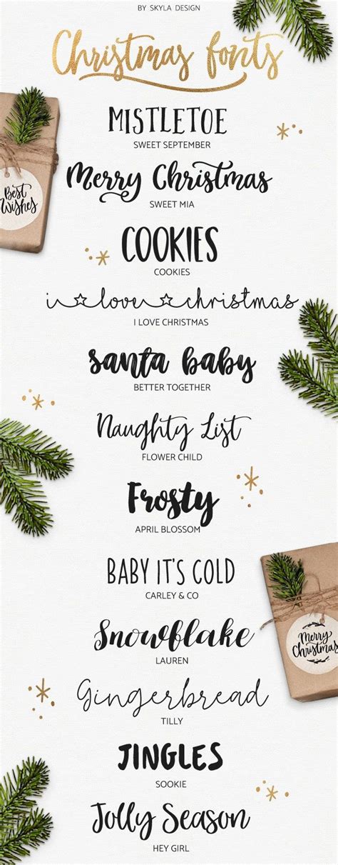 Fun, cute, brush, modern calligraphy, Christmas fonts, some free for commercial use by Skyla ...