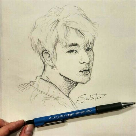 Kpop Drawings, Art Drawings Sketches, Portrait Drawing, Painting ...