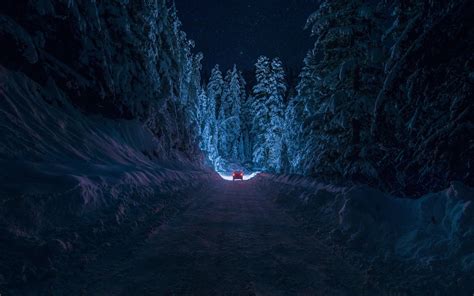 car, Snow, Night Wallpapers HD / Desktop and Mobile Backgrounds