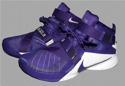 NIKE Lebron James Purple ZOOM Soldier 1X TB Dbl Strap Basketball Shoes ...