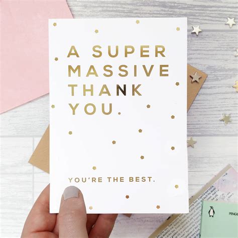 Gold Foil Thank You 'You're The Best' Card By Bookishly