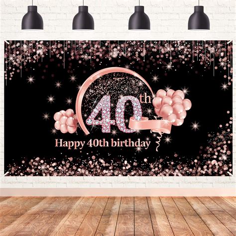 Buy Lnlofen 40th Birthday Banner Backdrop Decorations Supplies for Women, Rose Gold 40 Year Old ...