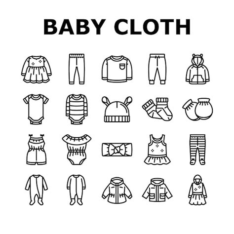 Premium Vector | Baby child infant fashion cloth icons set vector