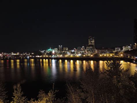 Downtown Portland Oregon City Skyline at Night Stock Photo - Image of ...