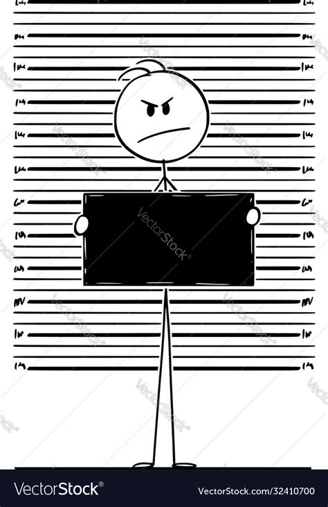 Cartoon mugshot or mug shot arrested Royalty Free Vector