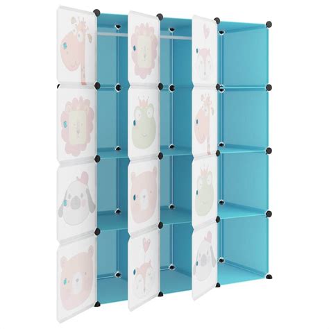 Cube Storage Cabinet for Kids with 12 Cubes Blue PP