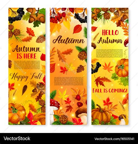 Autumn falling leaf september forest banner Vector Image