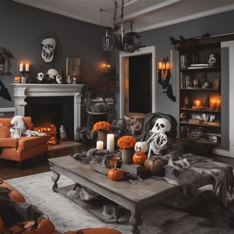 Premium AI Image | Haunted halloween in living room horror view