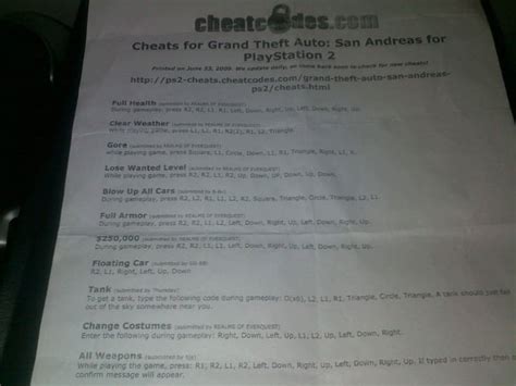 Anybody else used to print out their cheats for PS2 games like this? : r/gaming